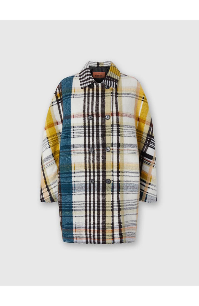 Missoni Double-breasted Caban With Check Pattern, Main, color, Yellow & Black