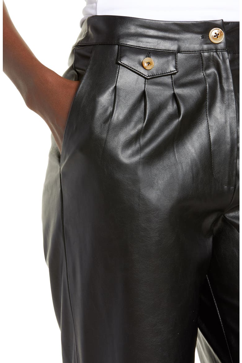 Faux Leather Pleated Trousers, Alternate, color, FILM NOIR