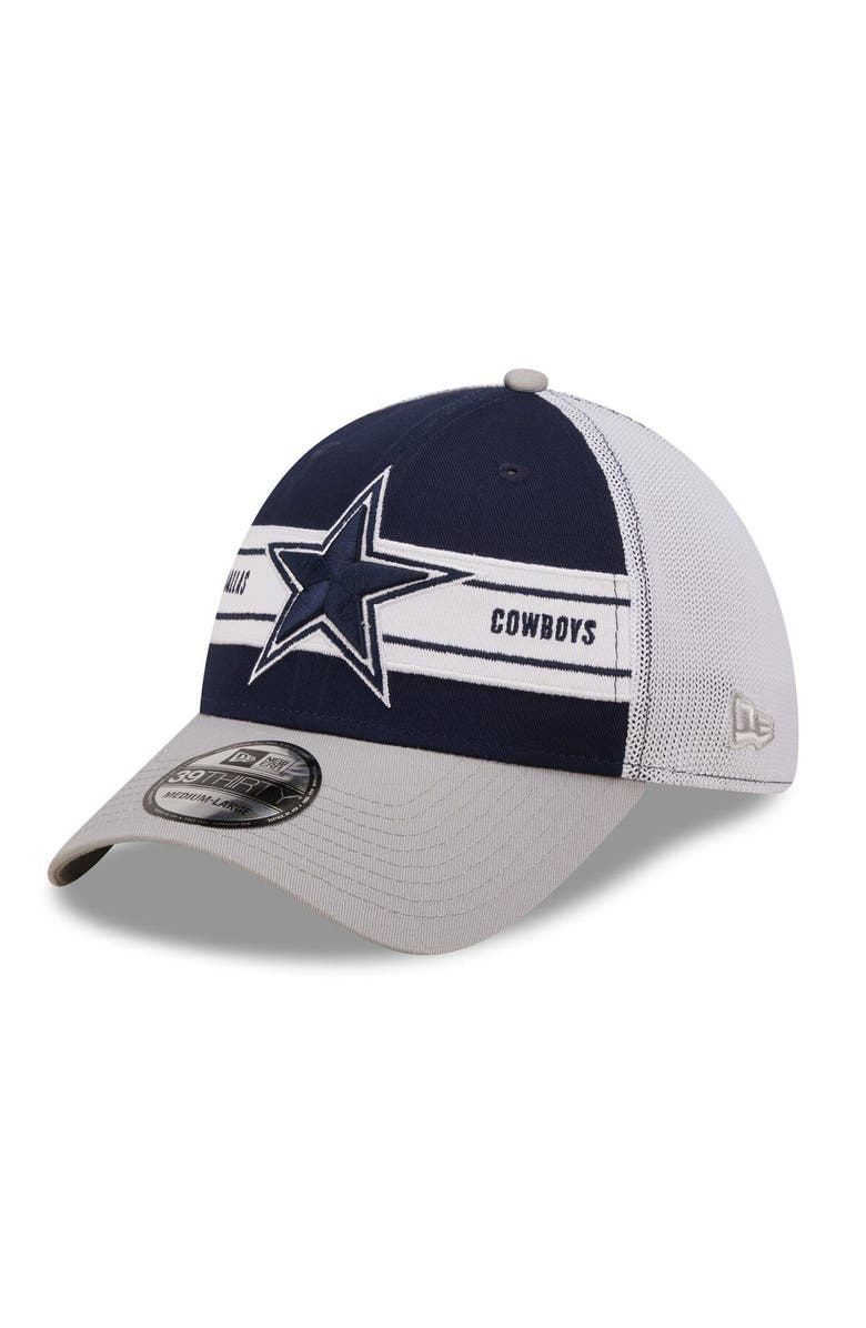 New Era Men's New Era Navy/Silver Dallas Cowboys Team Banded 39THIRTY Flex Hat, Main, color,
