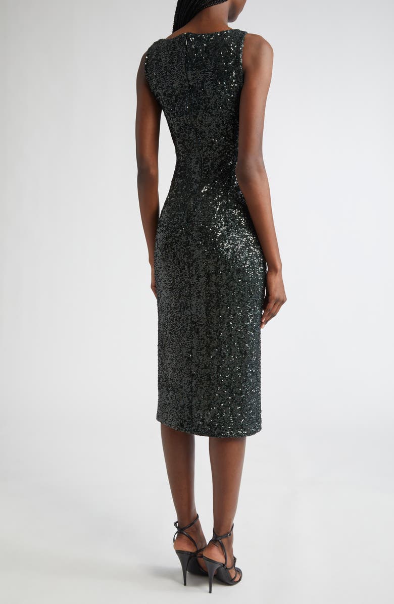 Michael Kors Collection Sequin Embellished Sheath Dress, Alternate, color, Bottle