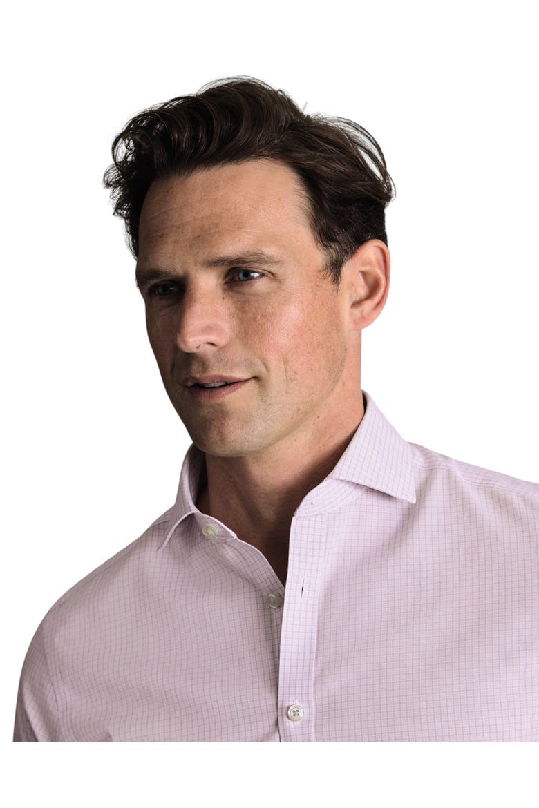 Non-Iron Stretch Poplin Check Shirt, Alternate, color, Lilac