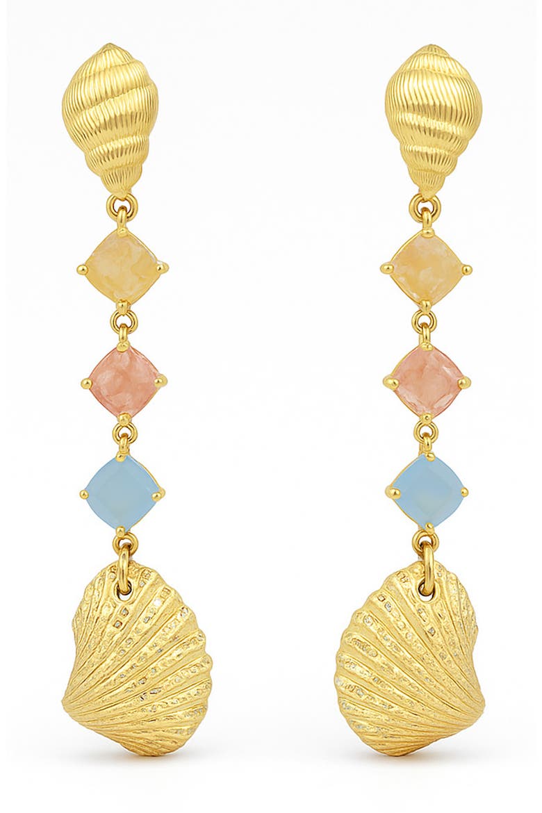 Seaside Pastel Shell Drop Earrings, Main, color, GOLD