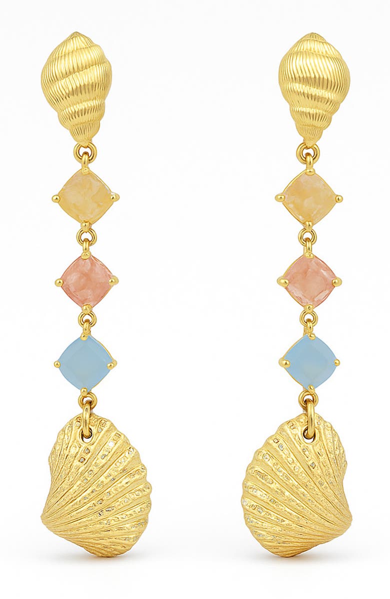 LA MENO Seaside Pastel Shell Drop Earrings, Main, color, Gold