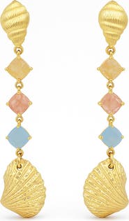 LA MENO Seaside Pastel Shell Drop Earrings