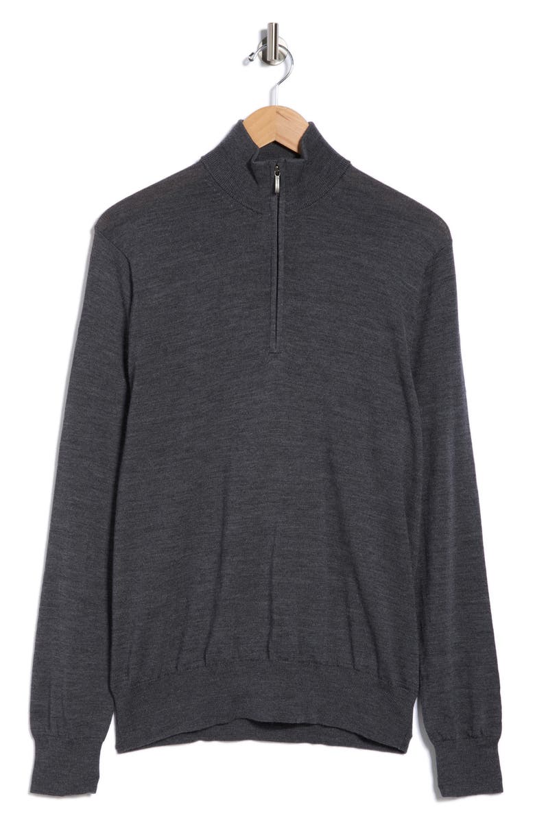 Brooks Brothers Swift Merino Wool Half Zip Pullover, Alternate, color, Charcoal