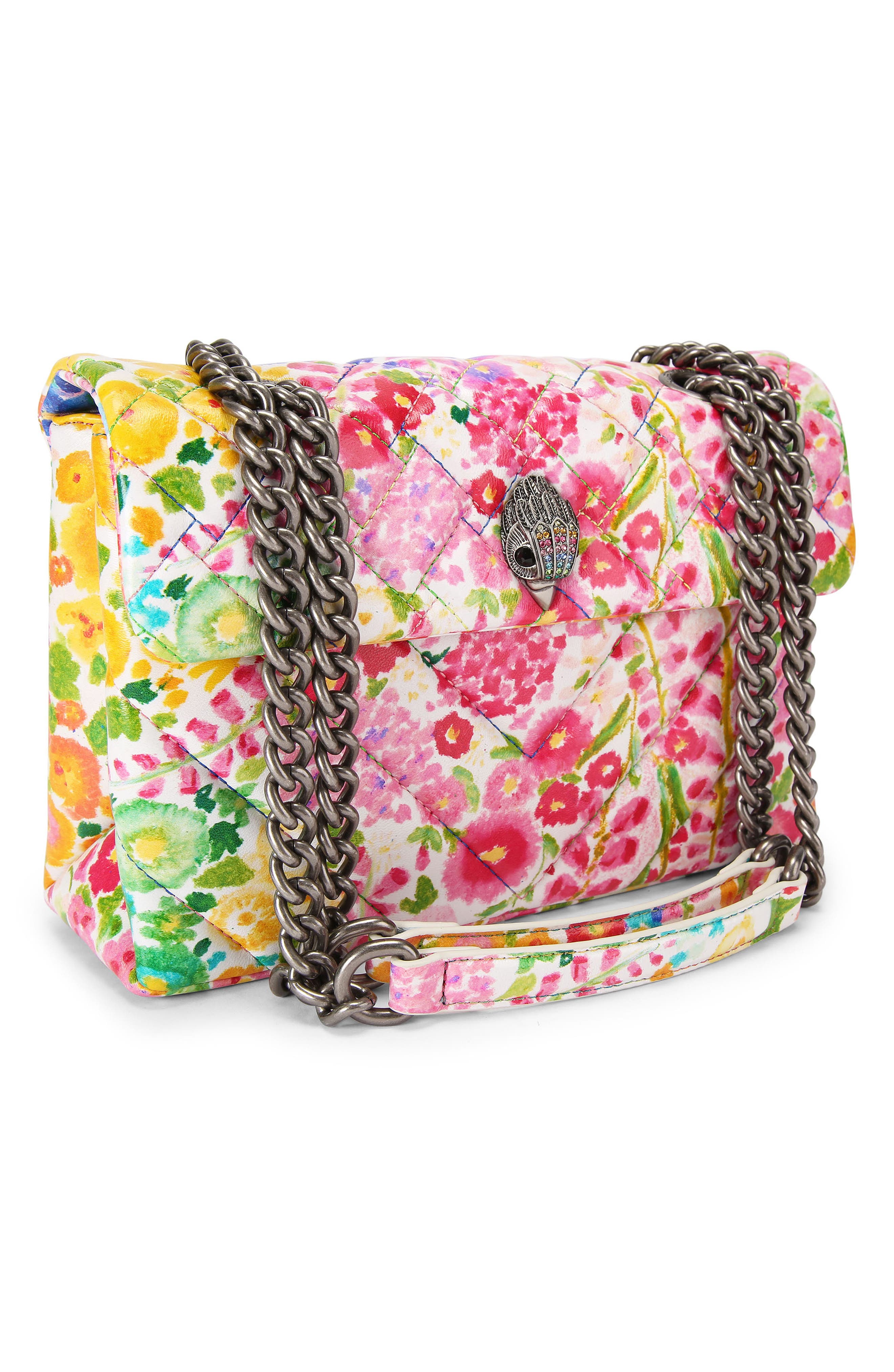 Kurt Geiger London Floral Couture Kensington Floral Quilted Leather Crossbody Bag, Alternate, color, Floral Multi