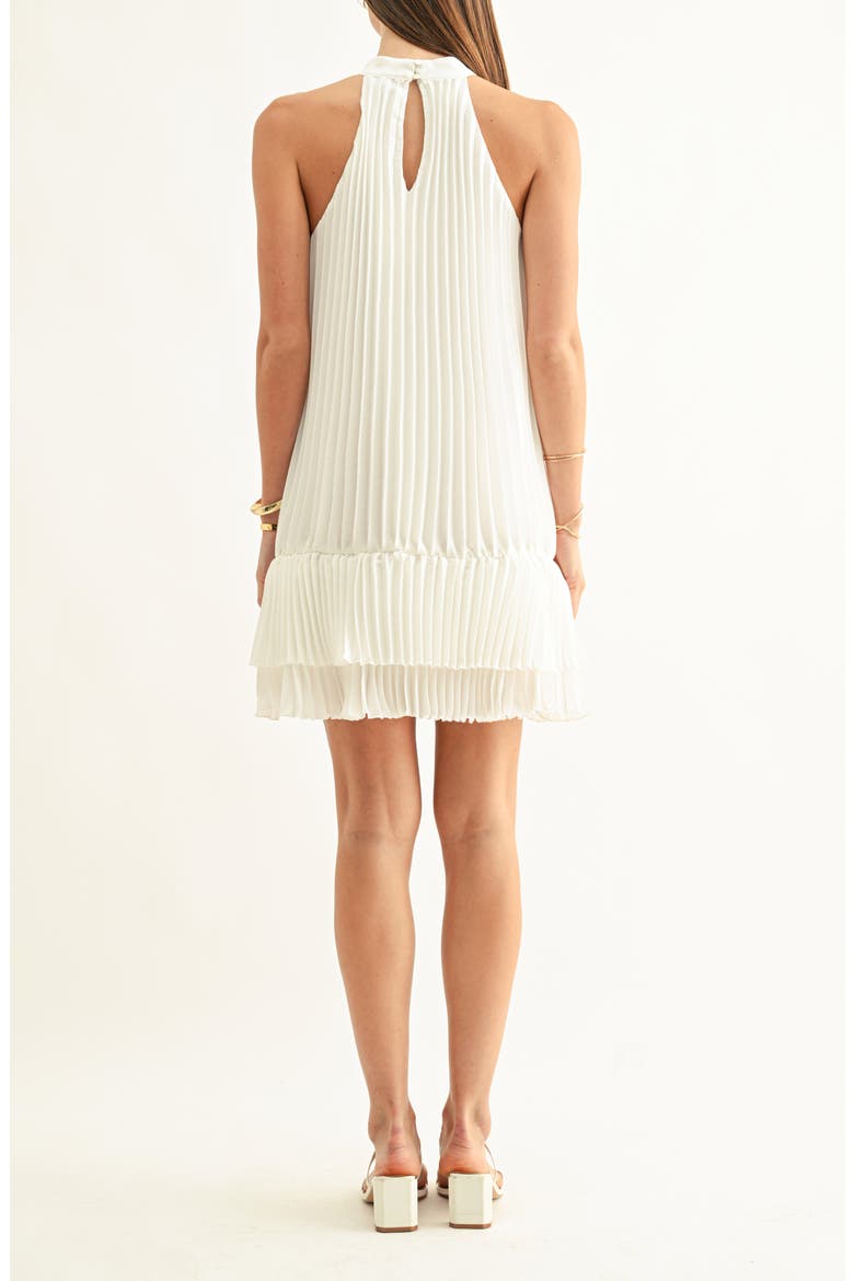 Brielle Pleated Trapeze Minidress, Alternate, color, IVORY