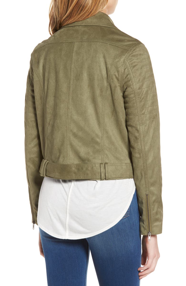 cupcakes and cashmere Faux Suede Moto Jacket, Alternate, color, 