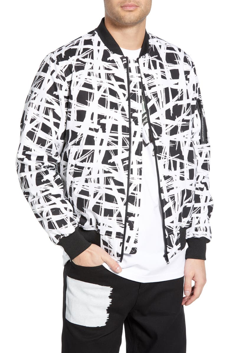 WeSC Abstract Print Bomber Jacket, Main, color,
