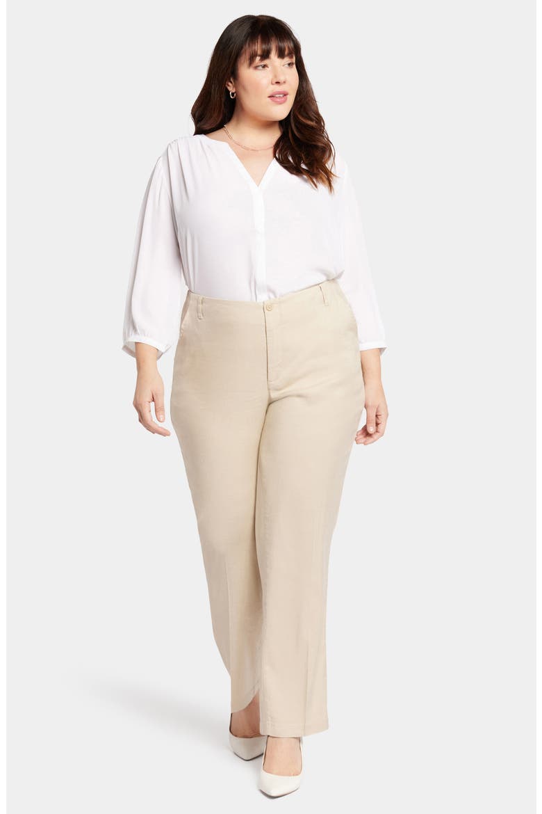 Marilyn Straight Leg Linen Blend Trousers, Alternate, color, FEATHER
