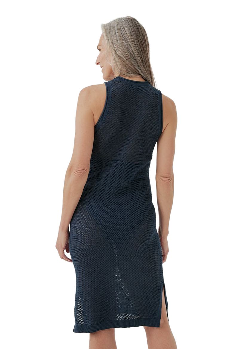 Beachside Linen Crochet Cover-Up Made with Organic Cotton, Alternate, color, French Navy