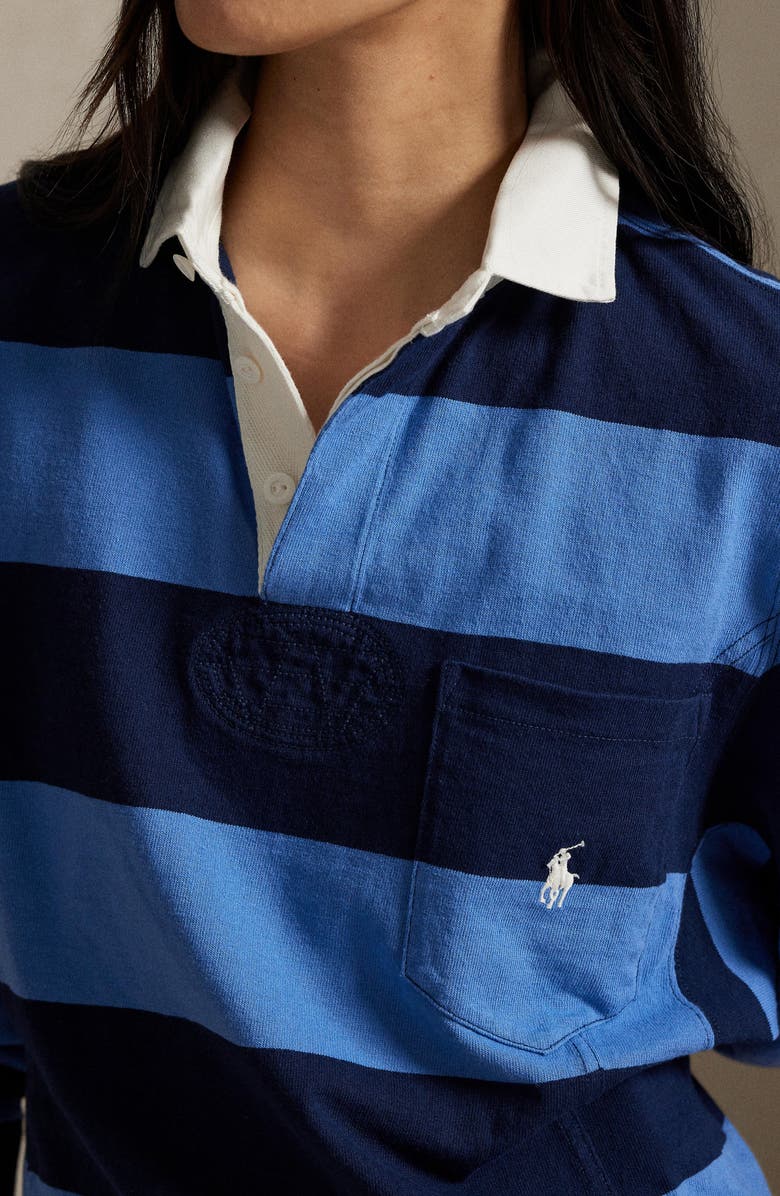 Polo Ralph Lauren Shaped Rugby Shirt, Alternate, color, Rig Blue/Newport Navy