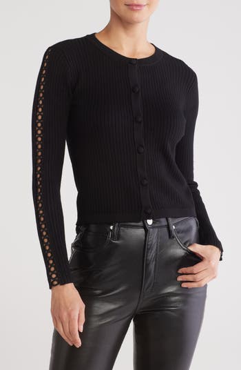 JASON WU Circle Lace Trim Rib Knit Cardigan | Nordstromrack