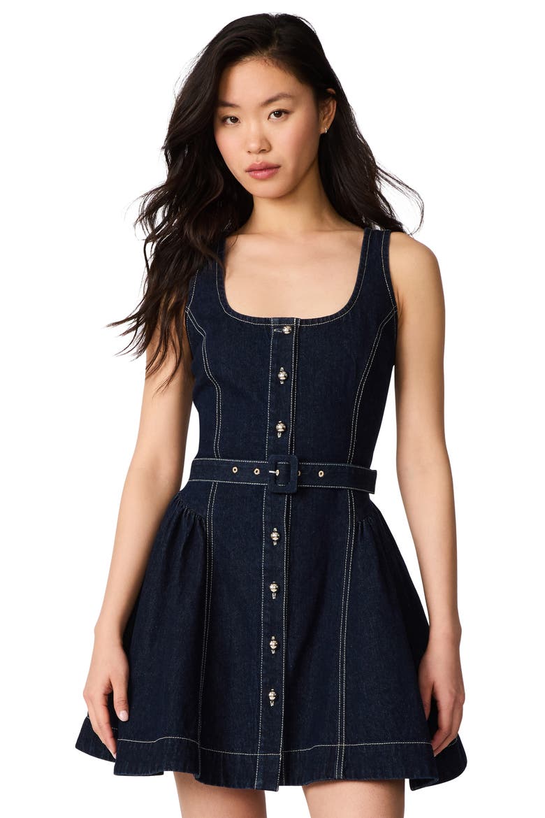 Maila Button-Down Denim Minidress, Alternate, color, BIJOU BLUE