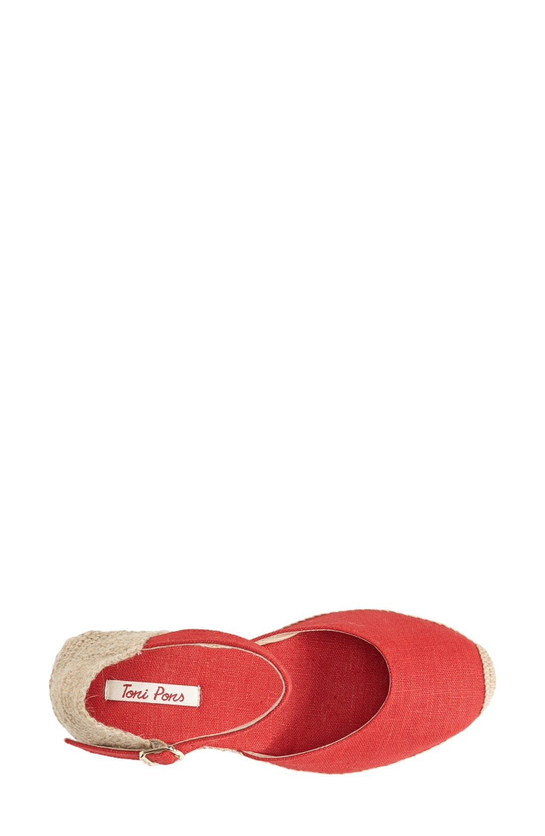 Toni Pons 'Caldes' Linen Wedge Sandal, Alternate, color, Red