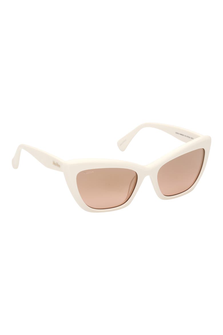 57mm Cat Eye Sunglasses, Alternate, color, WHITE / BROWN MIRROR