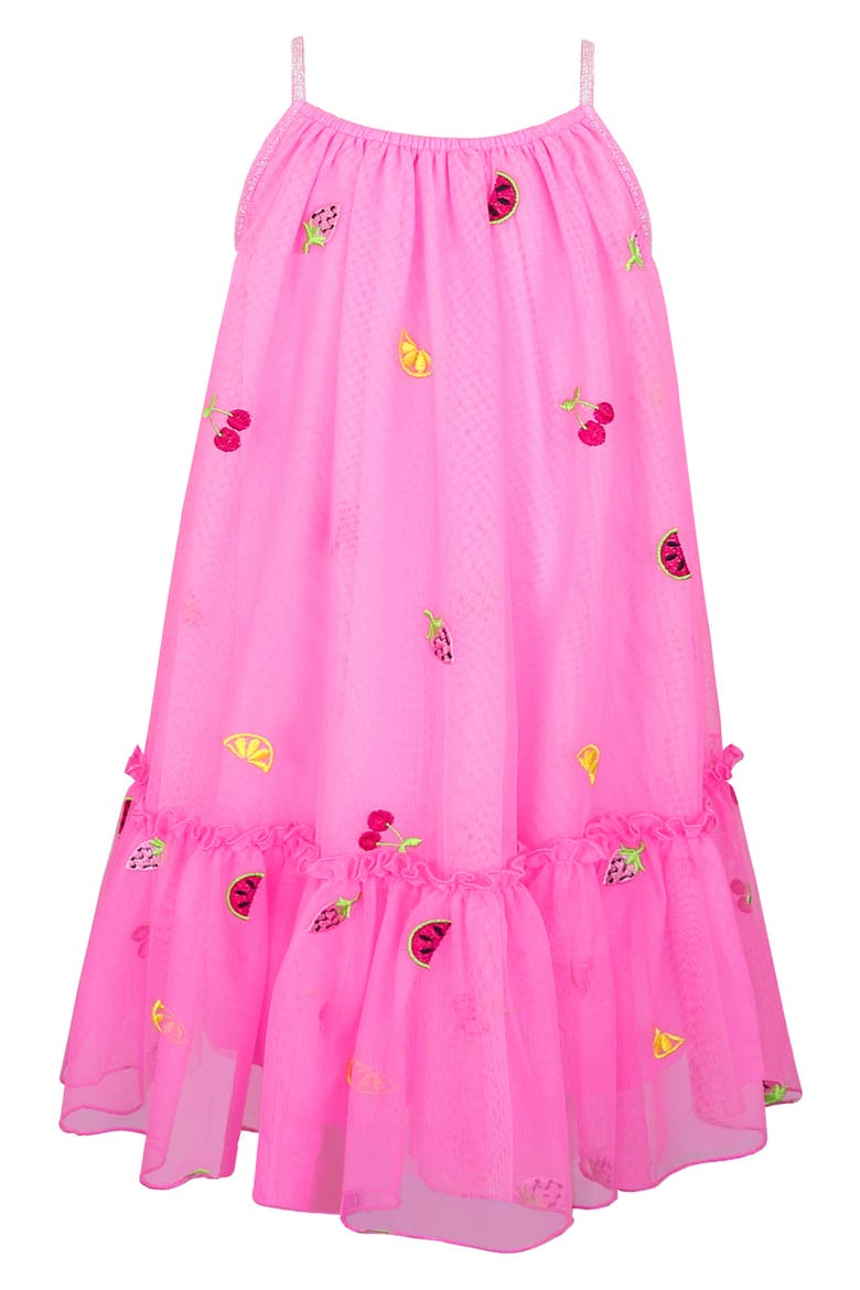 Kids' Fruit Embroidered Fluffy Dress, Alternate, color, PINK