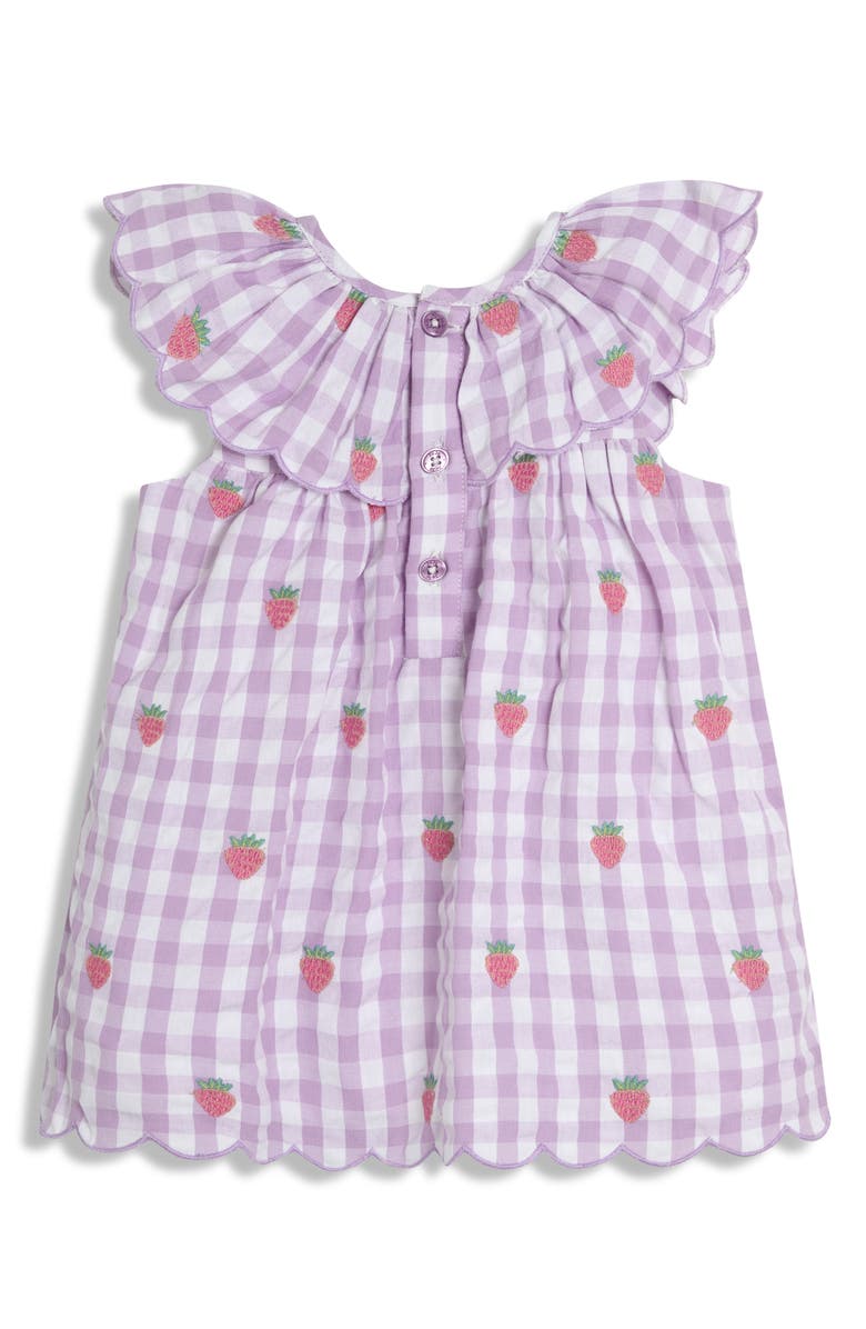 JOJO MAMAN BEBE Strawberry Embroidered Dress, Hat & Bloomers Set, Alternate, color, Lilac