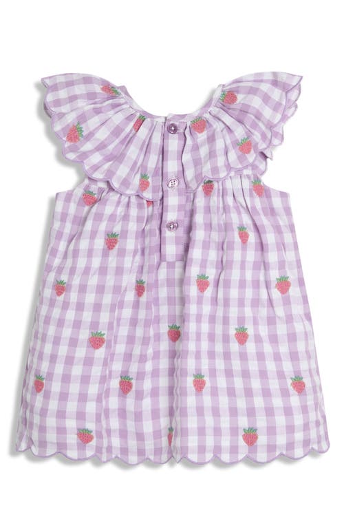 Jojo Maman Bébé Jojo Maman Bebe Strawberry Embroidered Dress, Hat & Bloomers Set In Purple