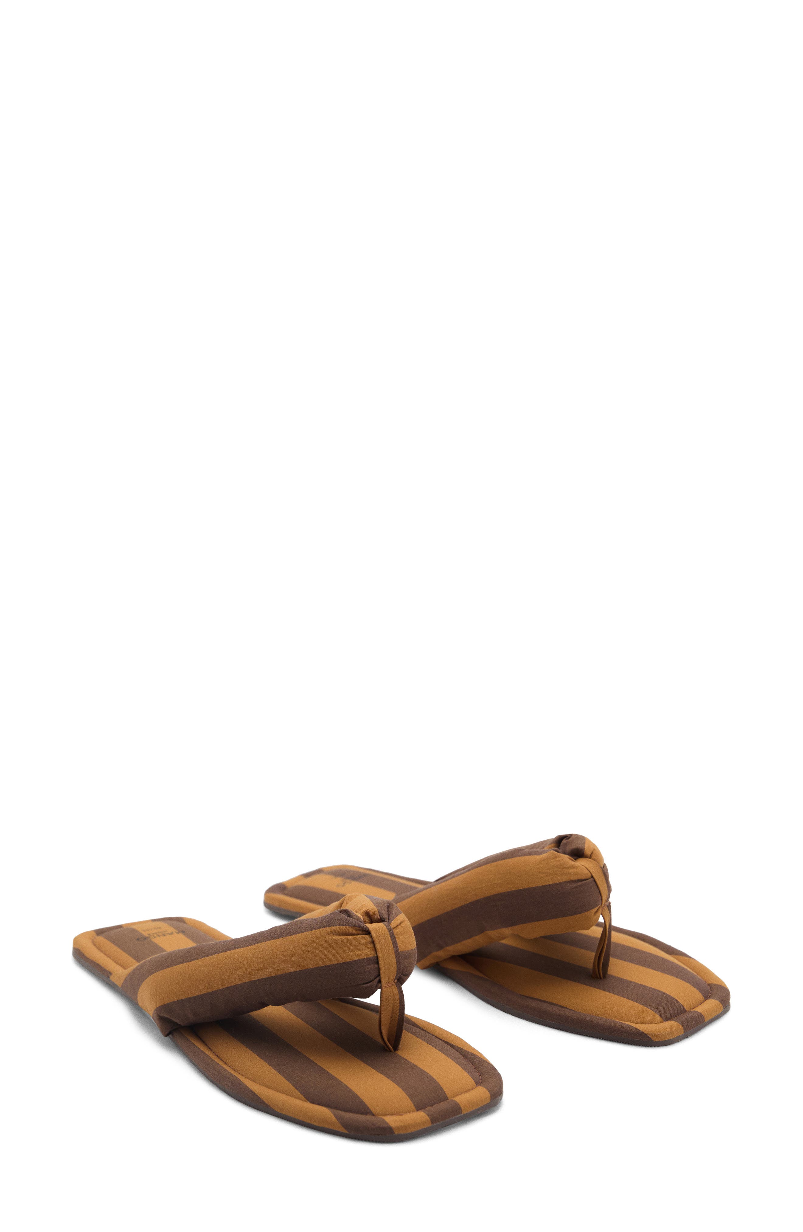 MANGO Stripe Puffer Flip Flop, Main, color, Brown