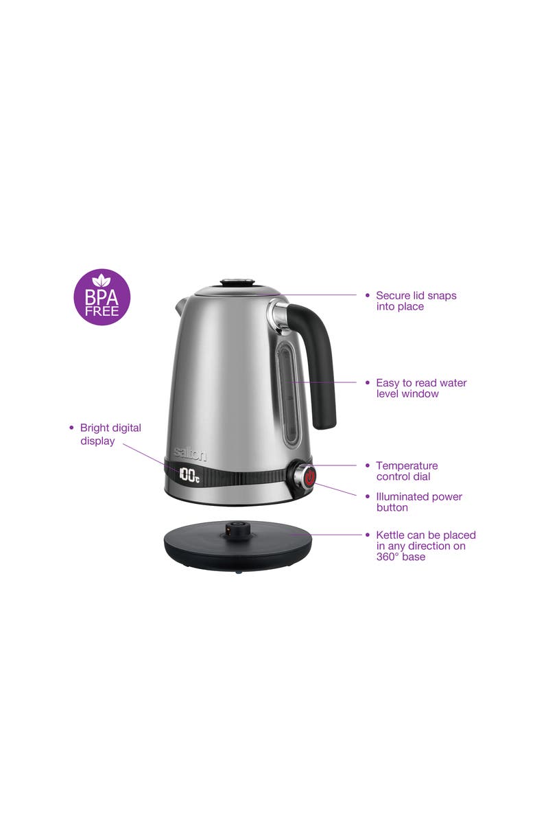 Salton Stainless Steel Digital Kettle - Variable Temperature, Alternate, color, Silver