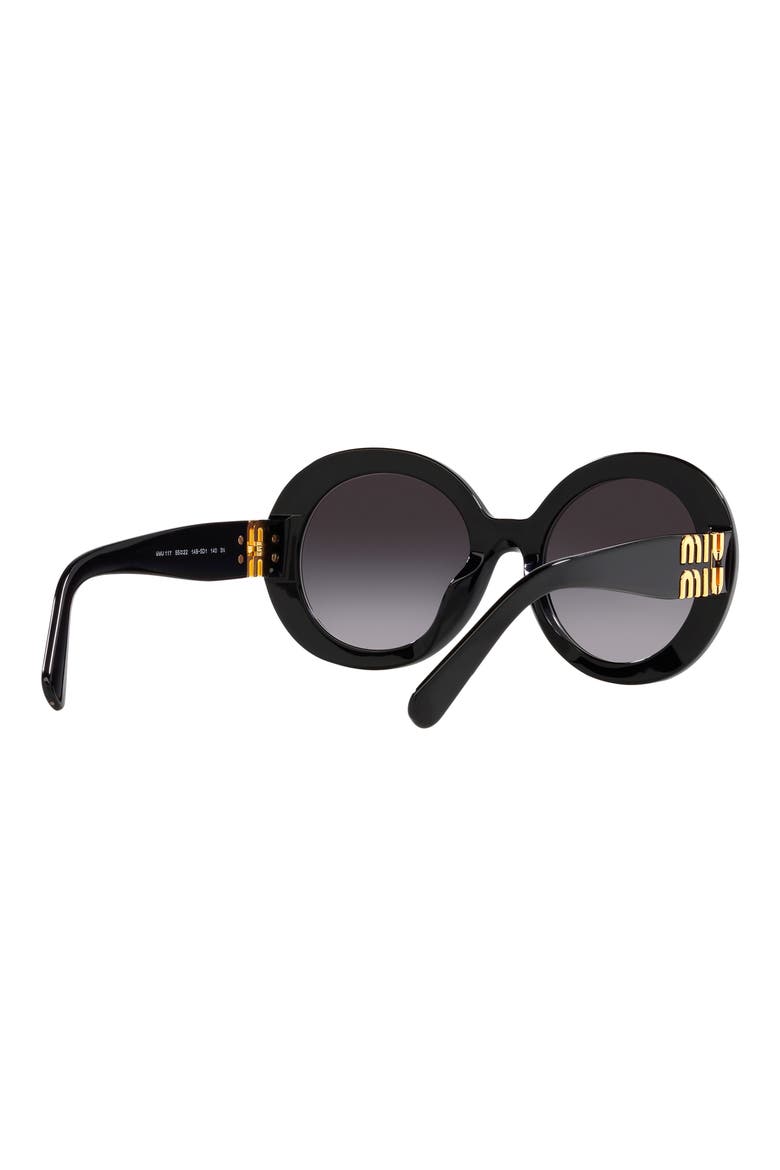 55mm Round Sunglasses, Alternate, color, BLACK