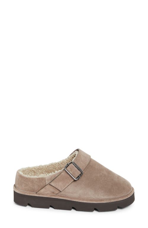 Brunello Cucinelli Monili Trim Genuine Shearling Lined Clog In Brown