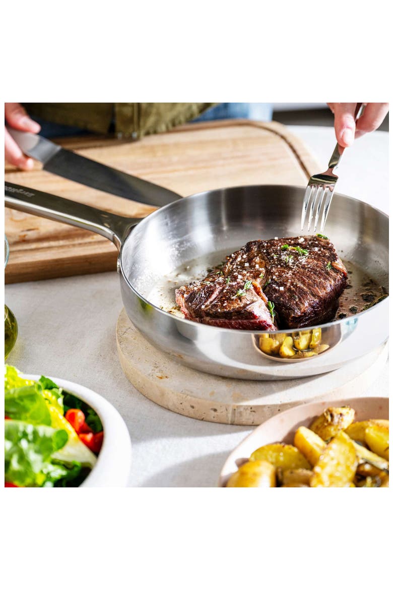 Belly Tri-Ply Stainless Steel Skillet, Alternate, color, STELLAR