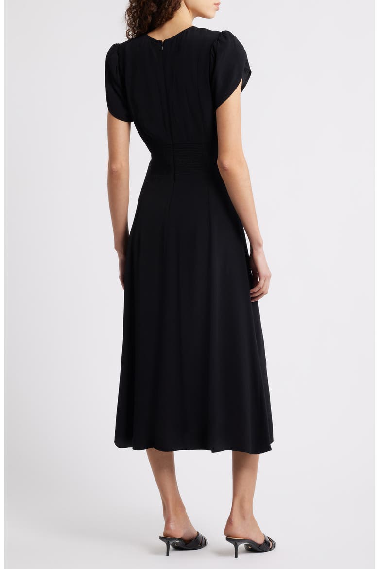 Ruched Midi Dress, Alternate, color, BLACK