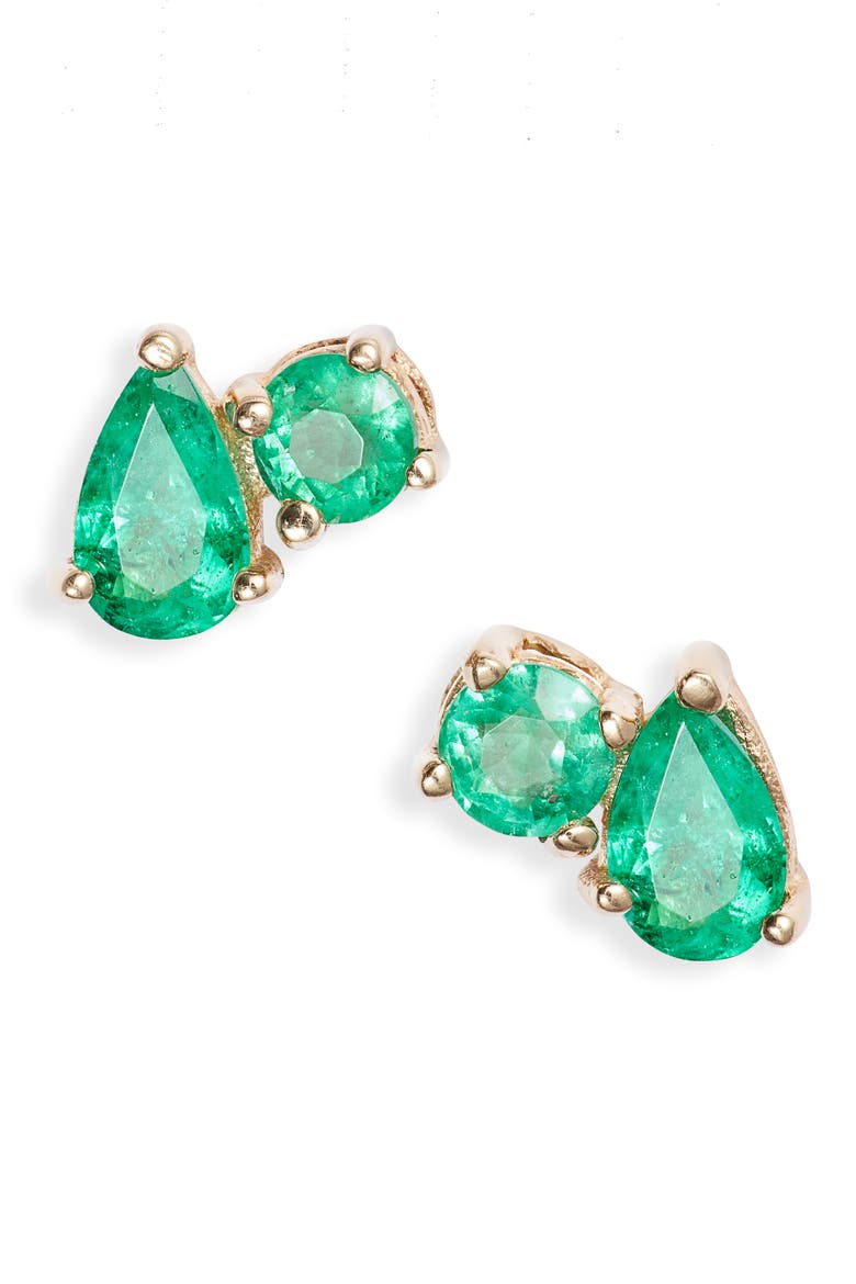 Cléo Jumelle Stud Earrings, Main, color, GREEN