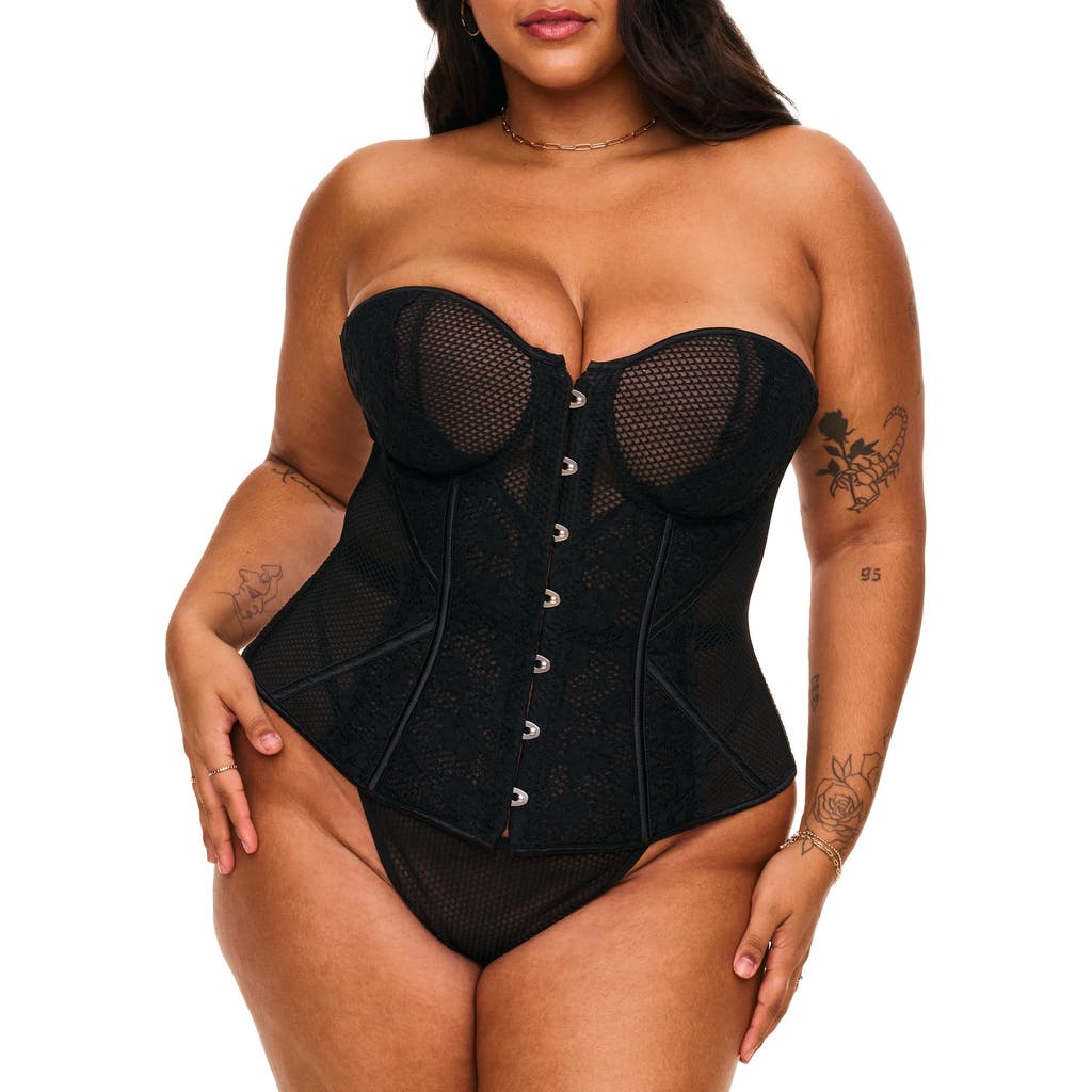 Adore Me Padma Sweetheart Corset & G-string Set In Black