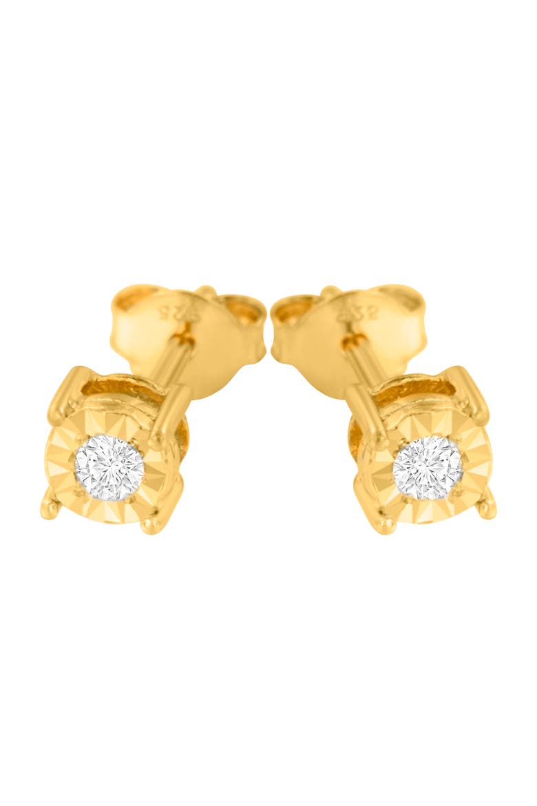 Silver 1/10 Cttw Round Brilliant-Cut Diamond Miracle-Set Stud Earrings, Alternate, color, Yellow