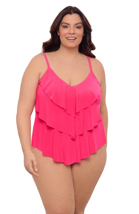 Triple Ruffle Tier Adjustable Tankini Swimsuit Top