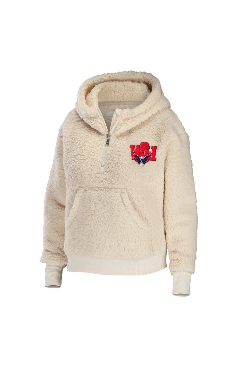 WEAR by Erin Andrews Women's WEAR by Erin Andrews Cream Washington Capitals Sherpa Quarter-Zip Hoodie, Alternate, color, 