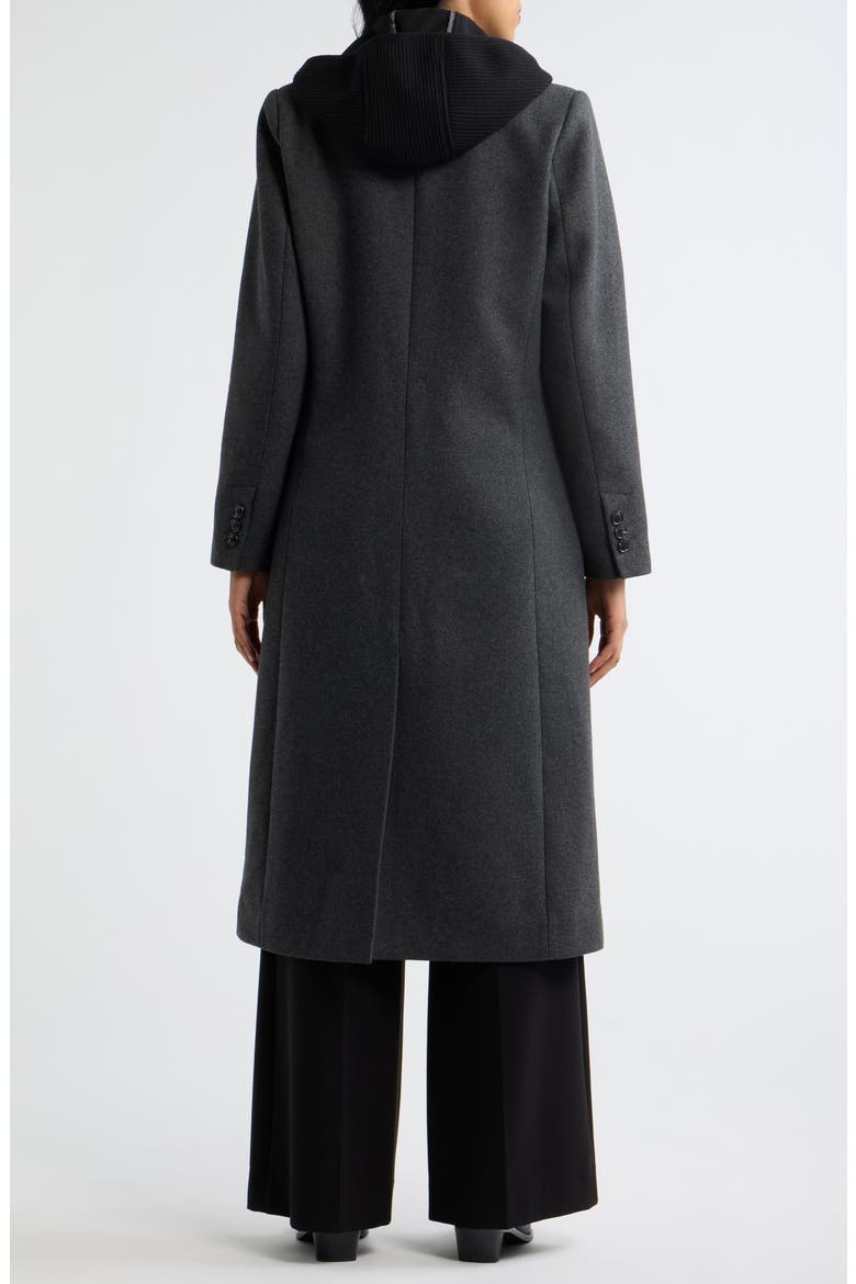 Hooded Longline Coat with Rib Bib, Alternate, color, CHARCOAL