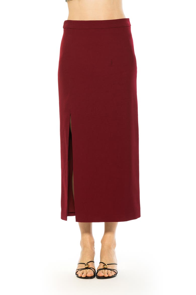 Side Slit Midi Skirt, Main, color, BURGUNDY