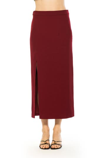 Alexia Admor Side Slit Midi Skirt In Burgundy