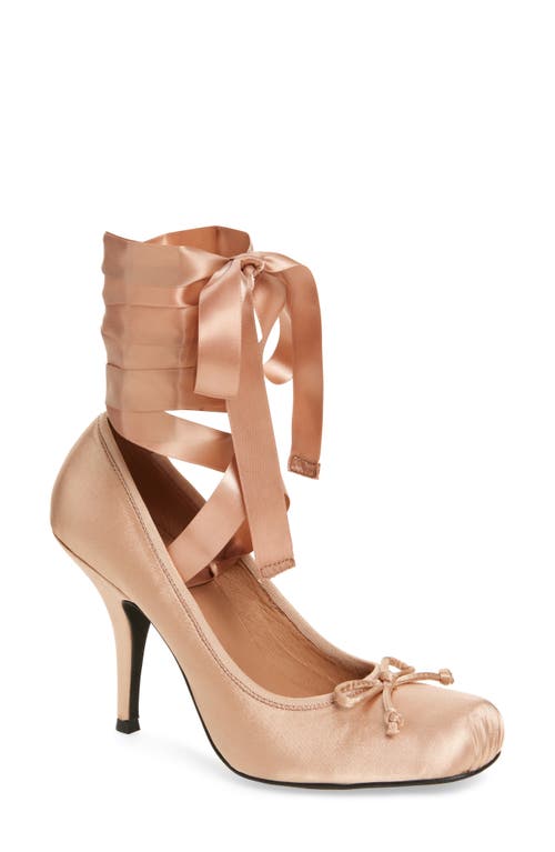 Jeffrey Campbell Nympha Ankle Wrap Pump In Natural Satin
