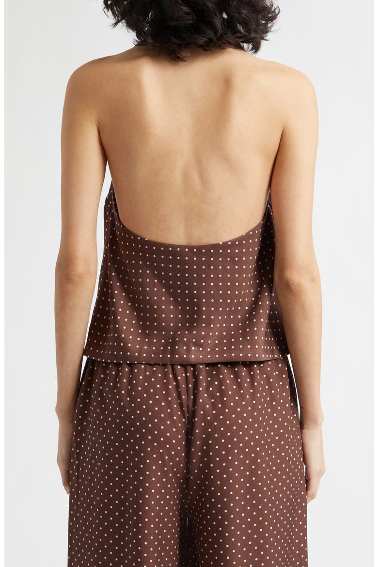 Phoebe Polka Dot Keyhole Halter Neck Top, Alternate, color, CHOC VANILLA