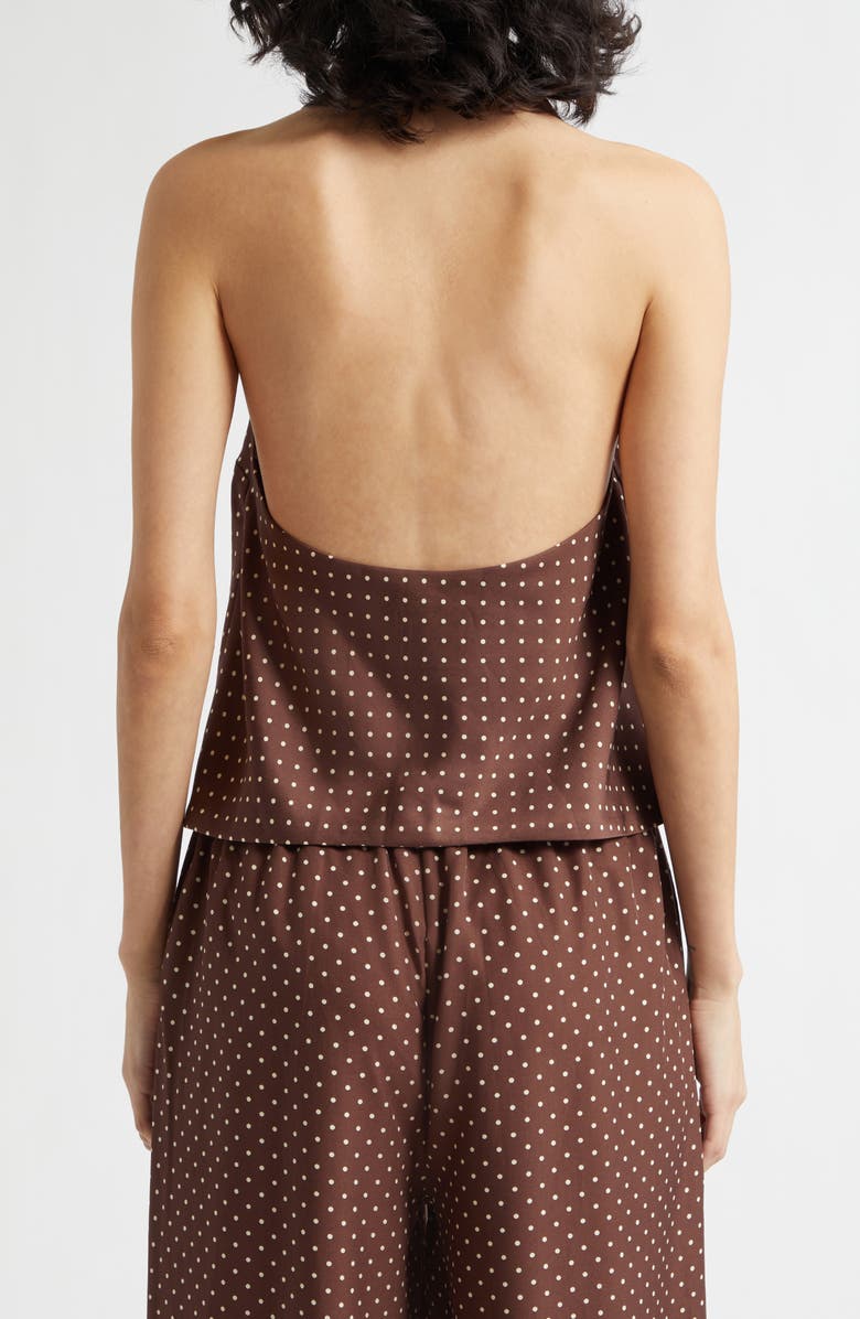 POSSE Phoebe Polka Dot Keyhole Halter Neck Top, Alternate, color, Choc Vanilla