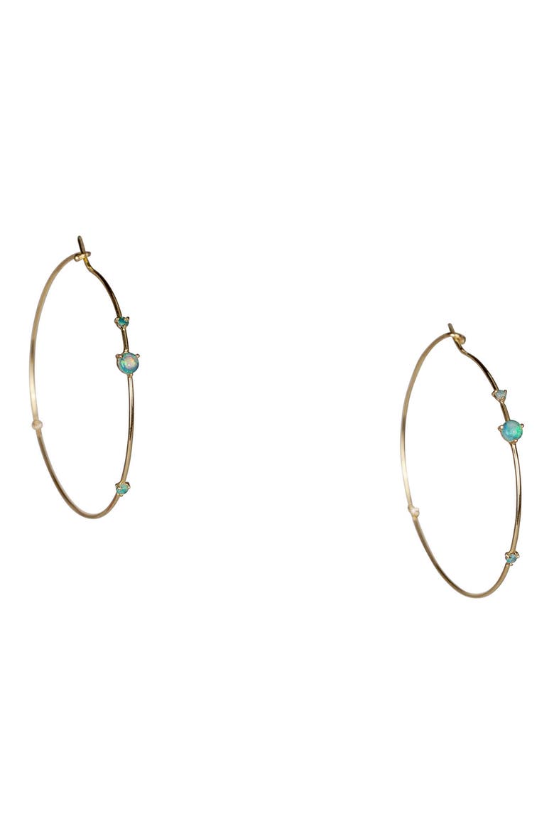 Four-Step Opal & Diamond Hoop Earrings, Main, color, OPAL AND WHITE DIAMOND