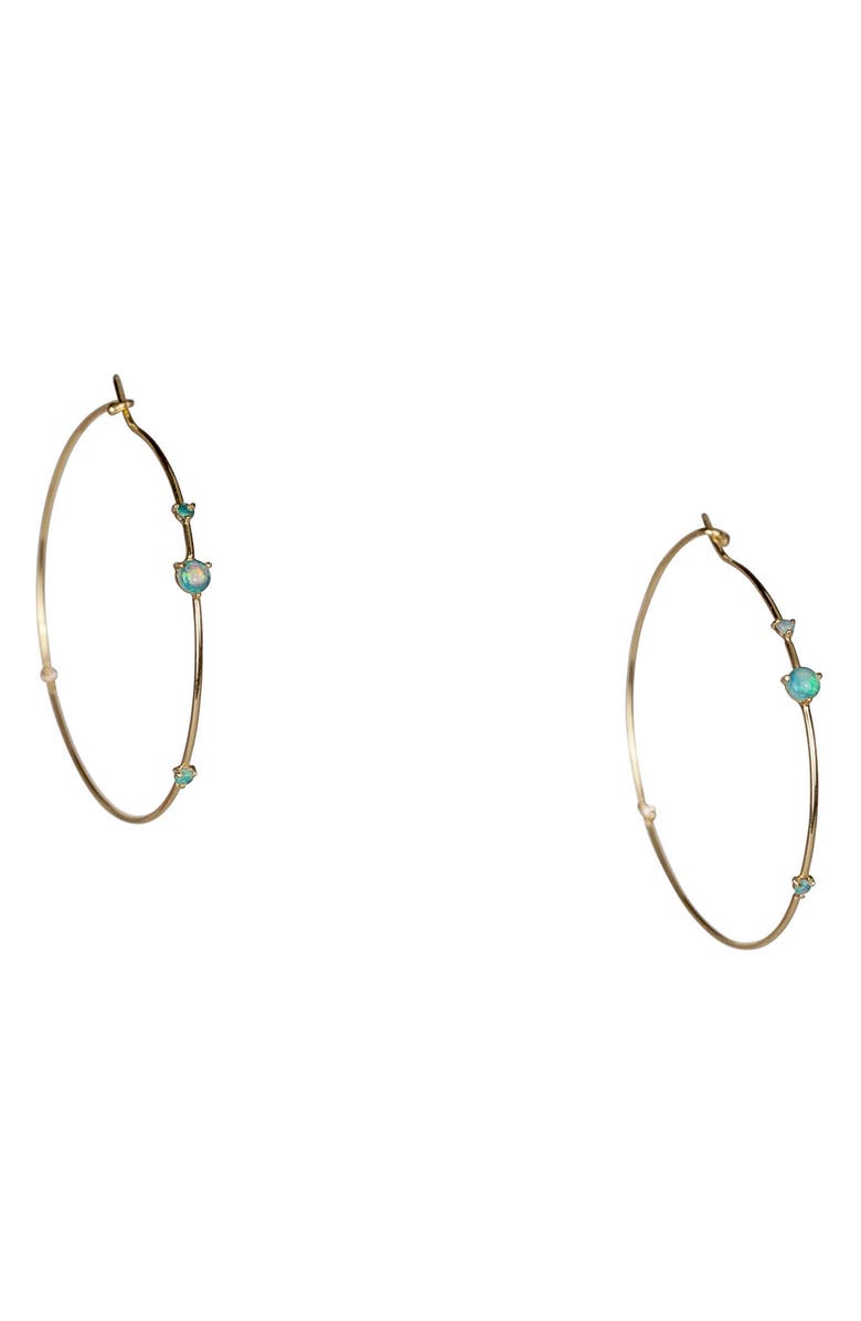 Wwake Four-Step Opal & Diamond Hoop Earrings, Main, color, 