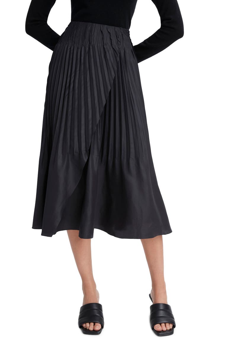 Variegated Pleat Skirt, Main, color, BLACK