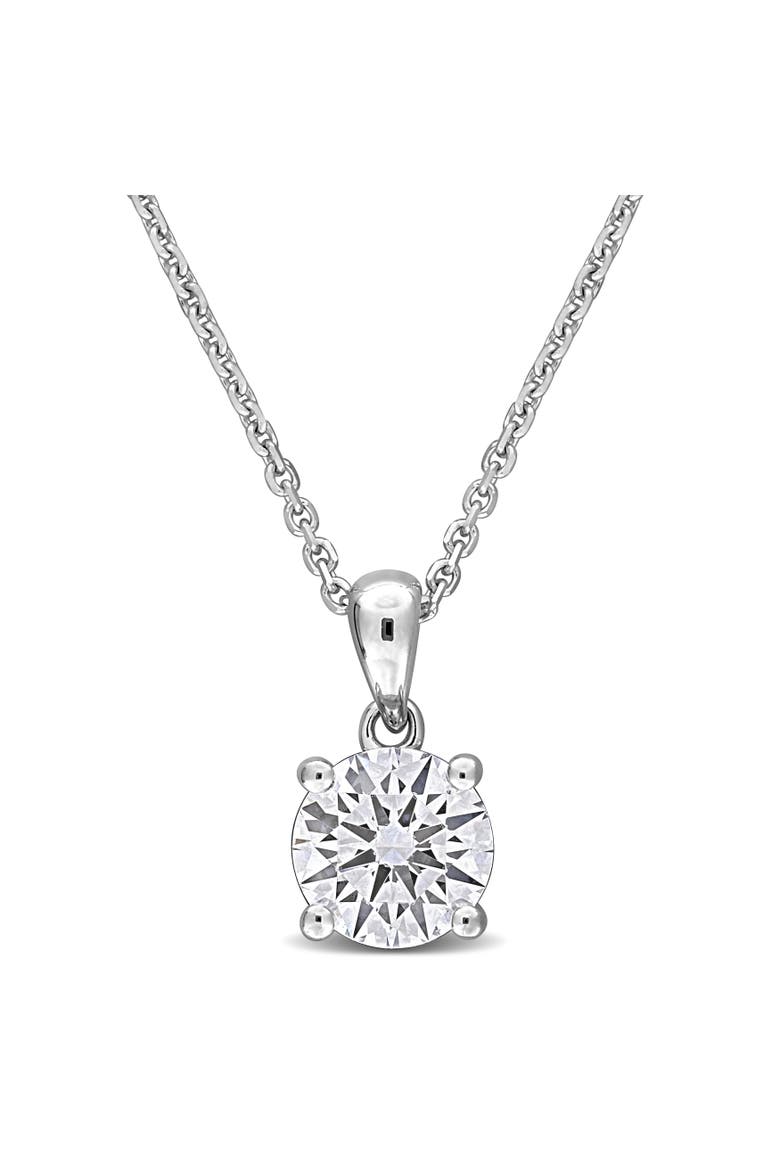 Lab-Grown Diamond Solitaire Necklace 10k Gold, Main, color, White Gold