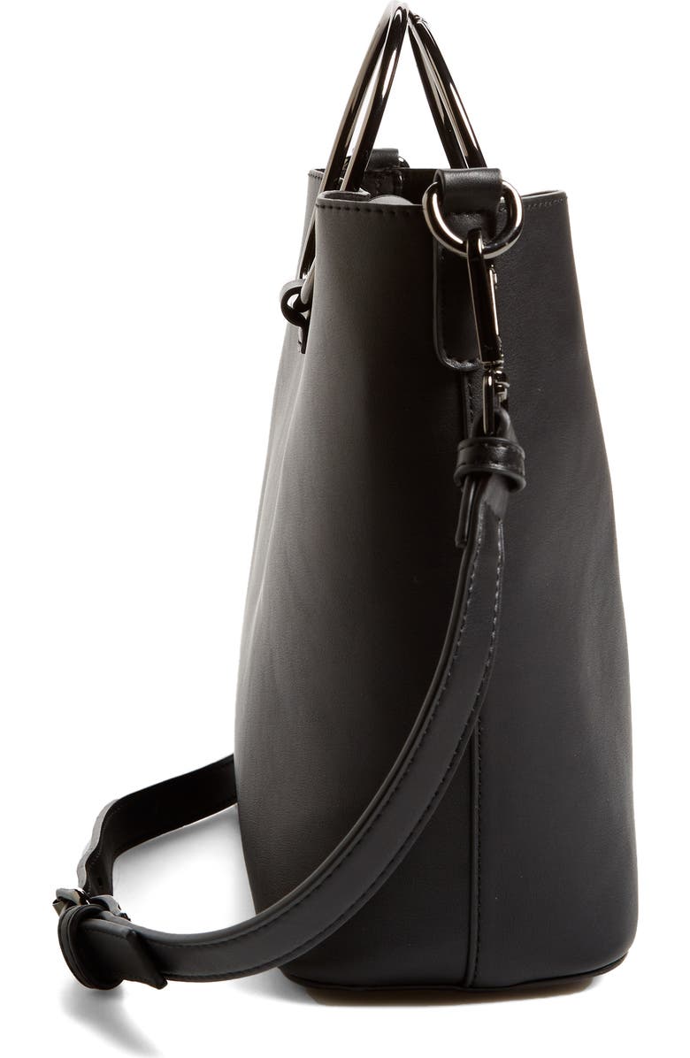 Street Level Metal Handle Faux Leather Crossbody Bag, Alternate, color,