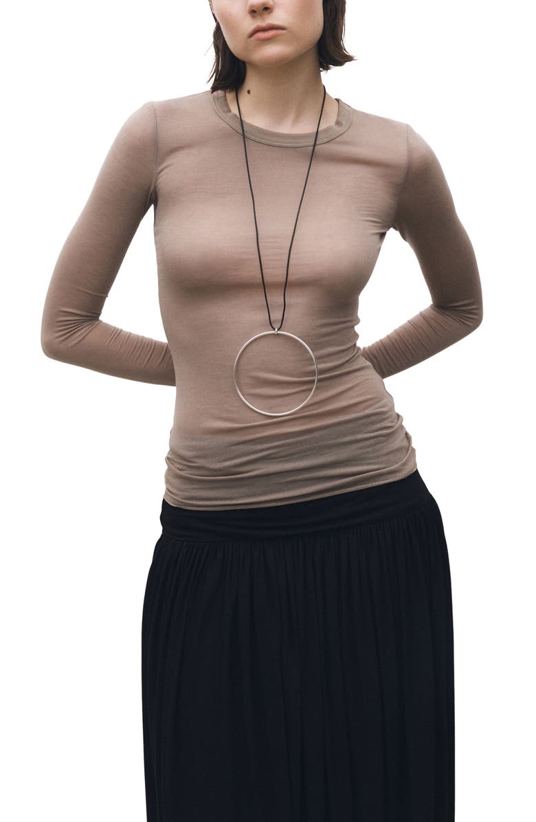 MANGO Lightweight Long Sleeve Top, Main, color, Light/ Pastel Brown