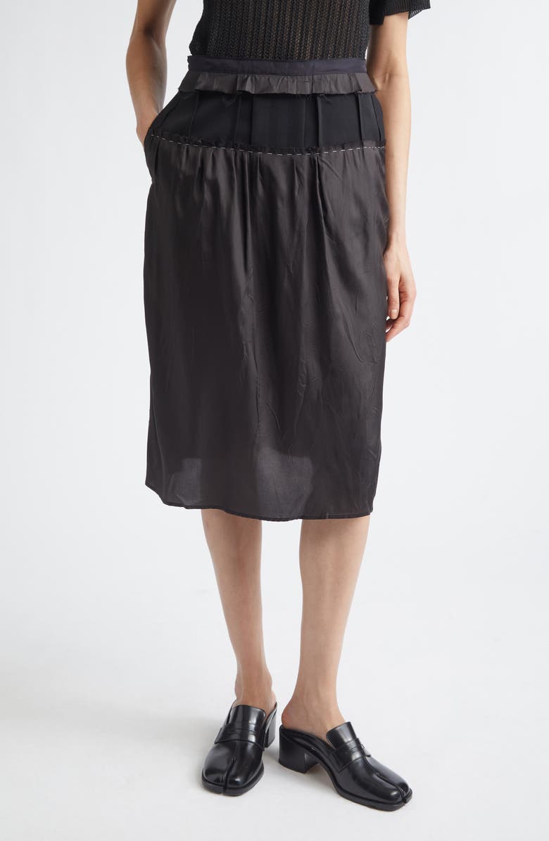 Maison Margiela Mixed Media Skirt, Main, color, Carbon/ Black