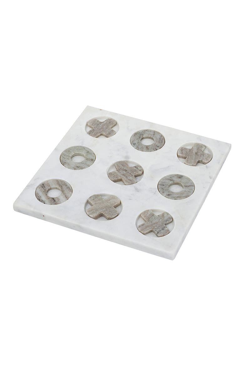 Marble Tic Tac Toe Set, Main, color, WHITE/ GRAY