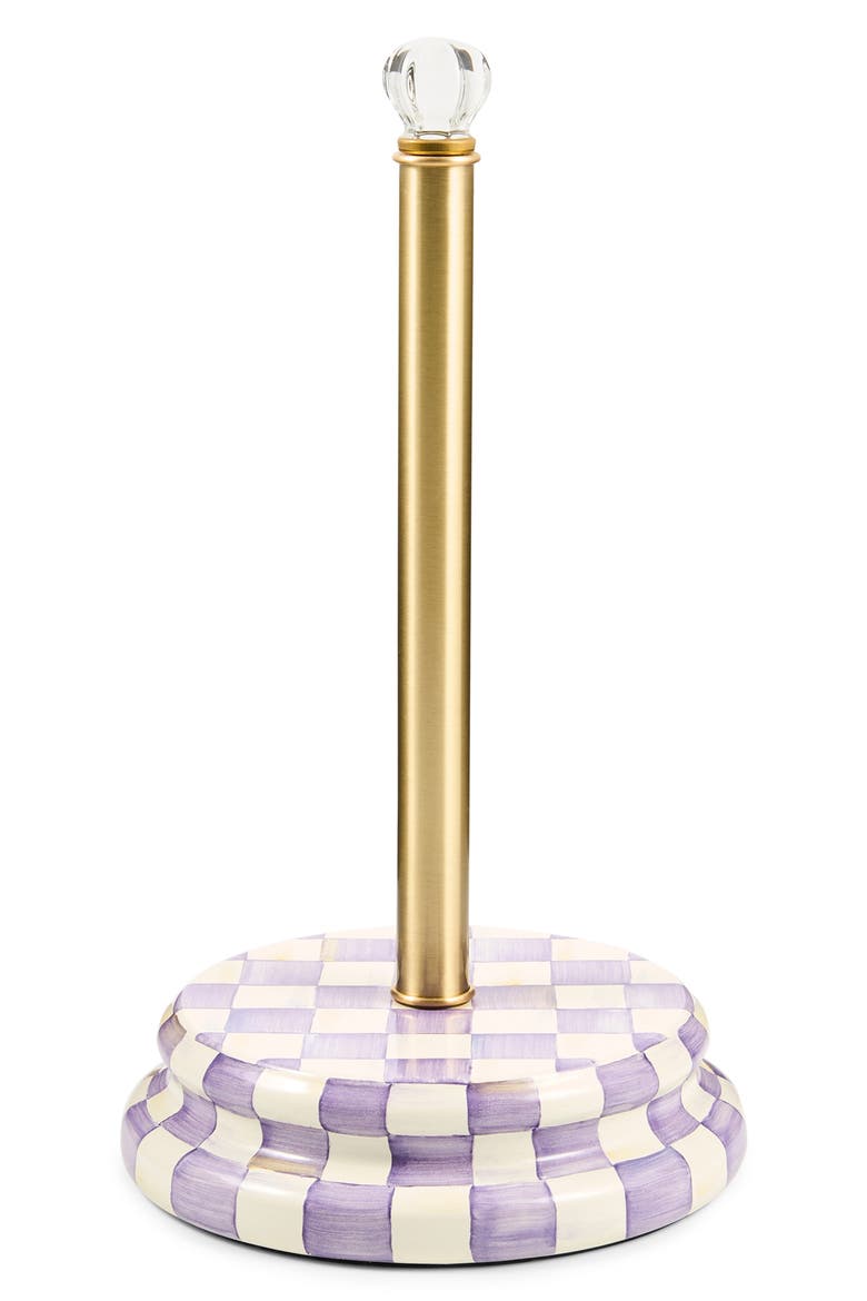 Violet Check Paper Towel Holder, Main, color, PURPLE