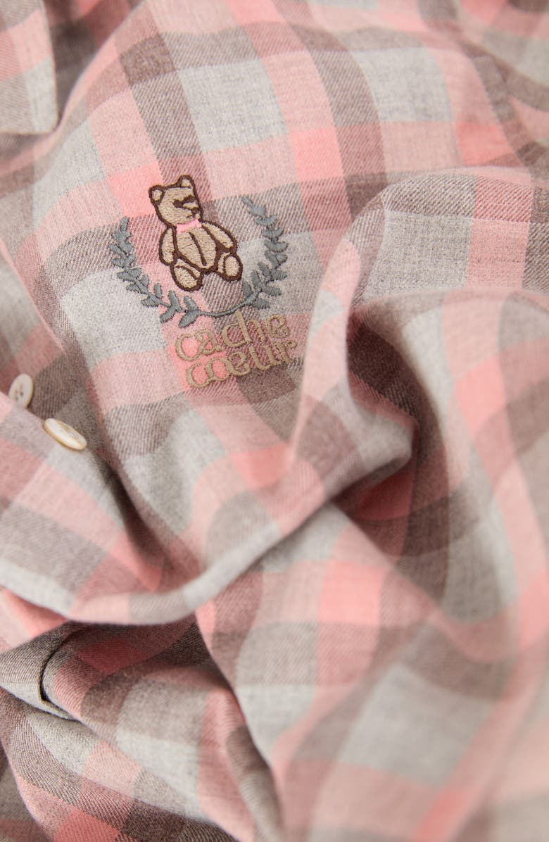 Cache Coeur Teddy Plaid Maternity Sleep Shirt, Alternate, color, 